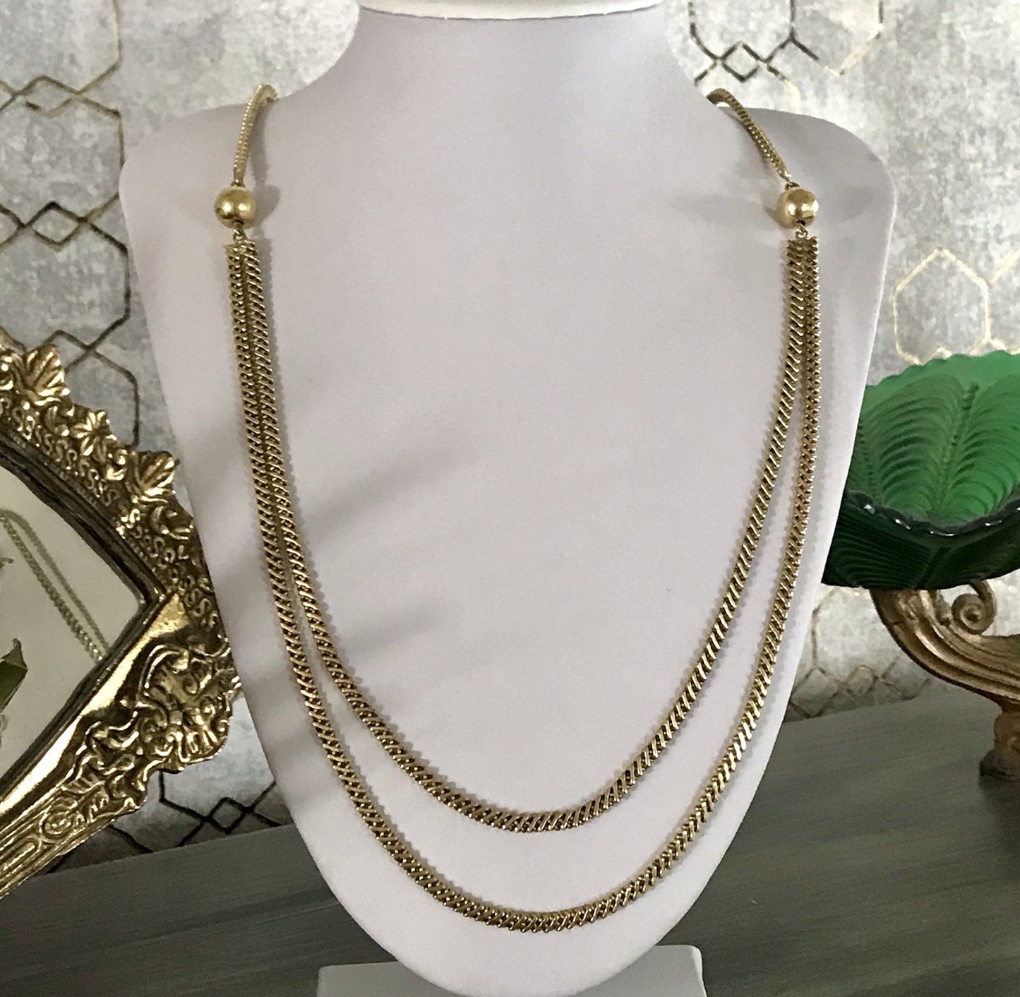 Vintage lange Halskette Amerik. Doublè gold Massiv Sehr SCHÖN Andreas Daub