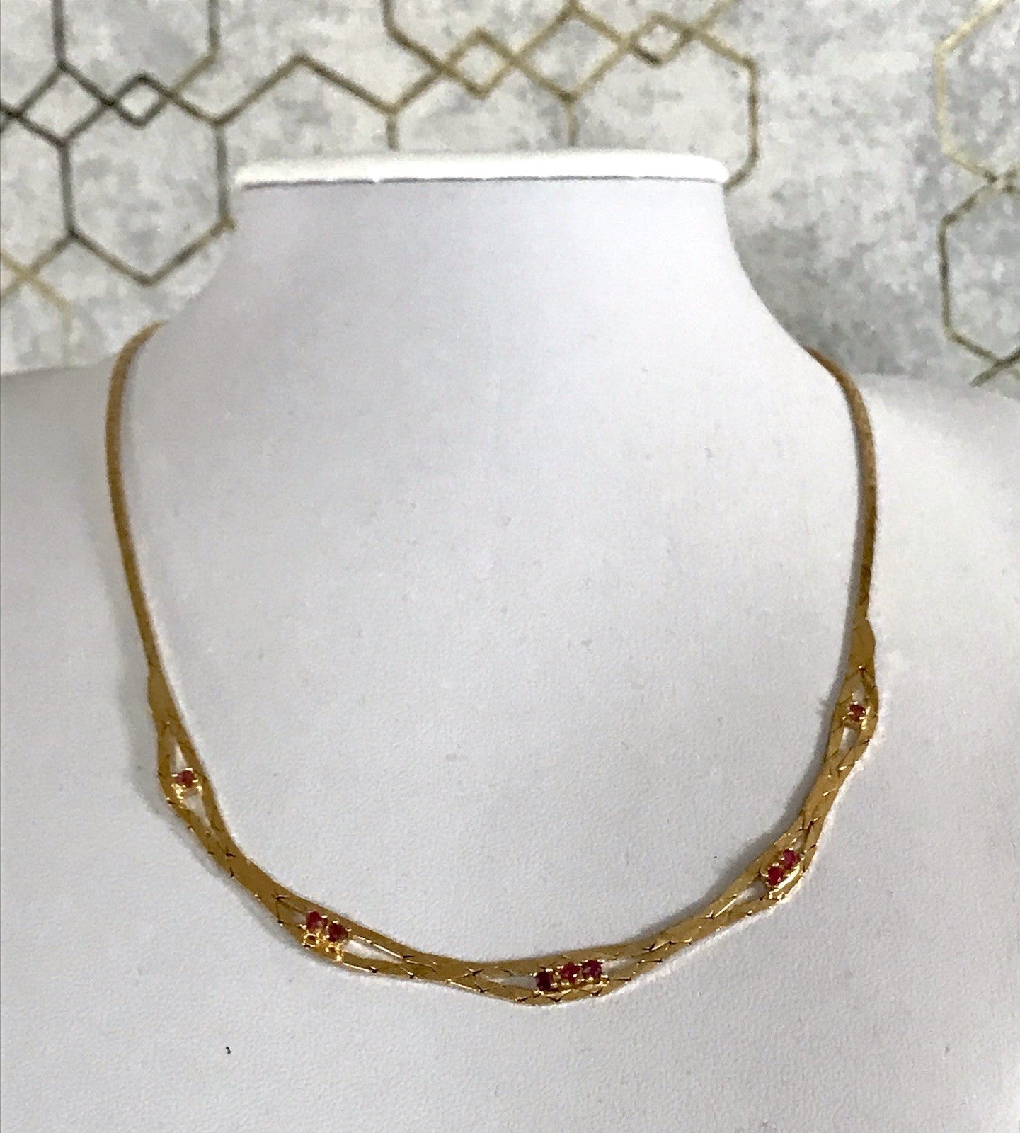 Alt Edel Vintage 925 Silber vergoldet Collier Halskette Rubine?