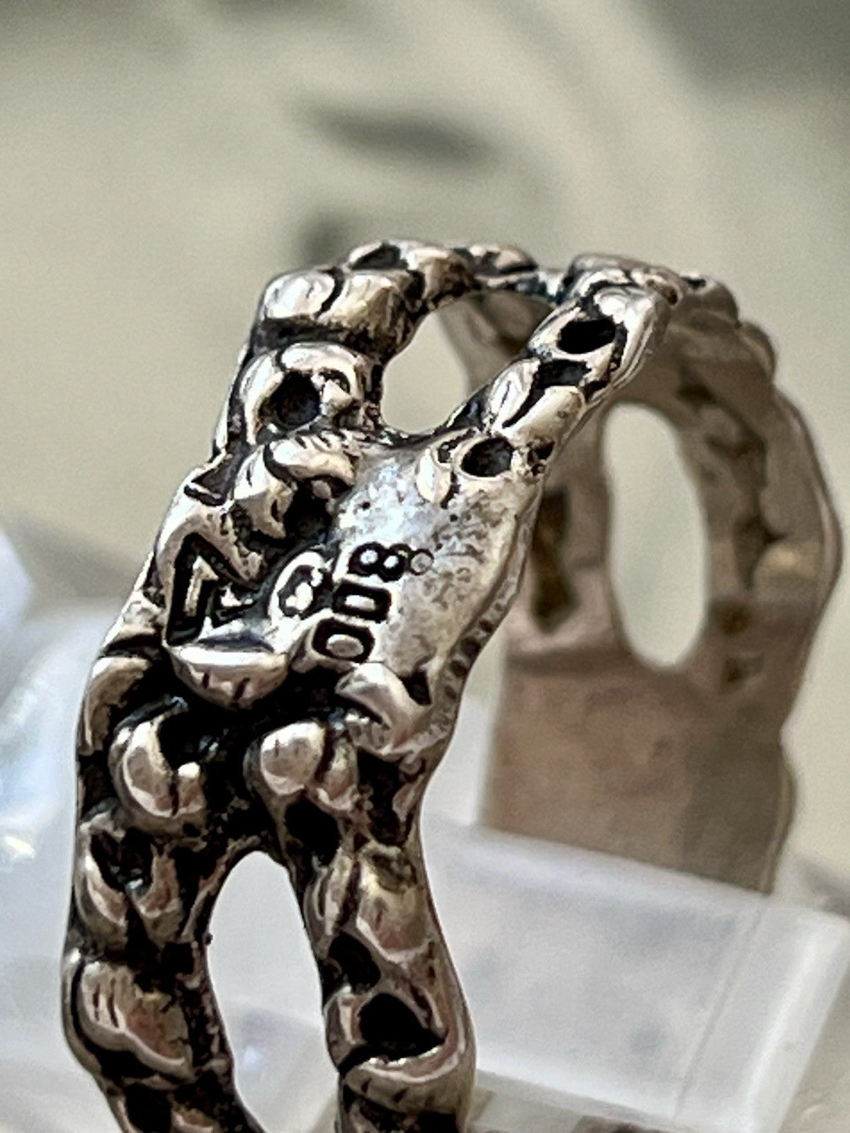 Antik Jugendstil Art Déco Bandring RING 800 Silber Gr.66 67 Durchbruchmuster