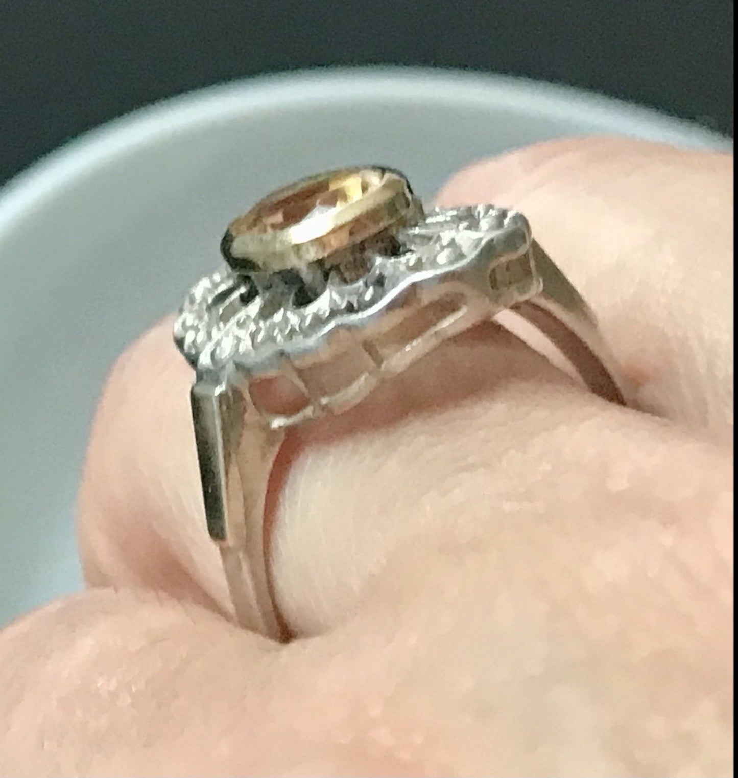 Antik Jugendstil Edel Damen Ring Citrin? Stein Silber 925~ Gr.60/61