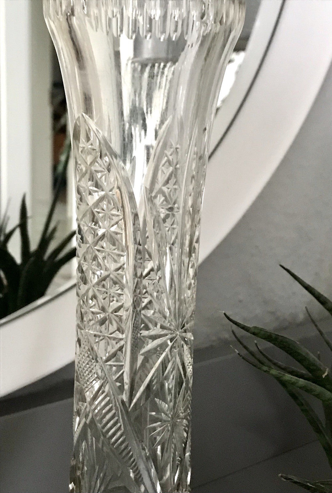 Antik Vase Glasvase Kristallglas geschliffen Jugendstil Art Déco