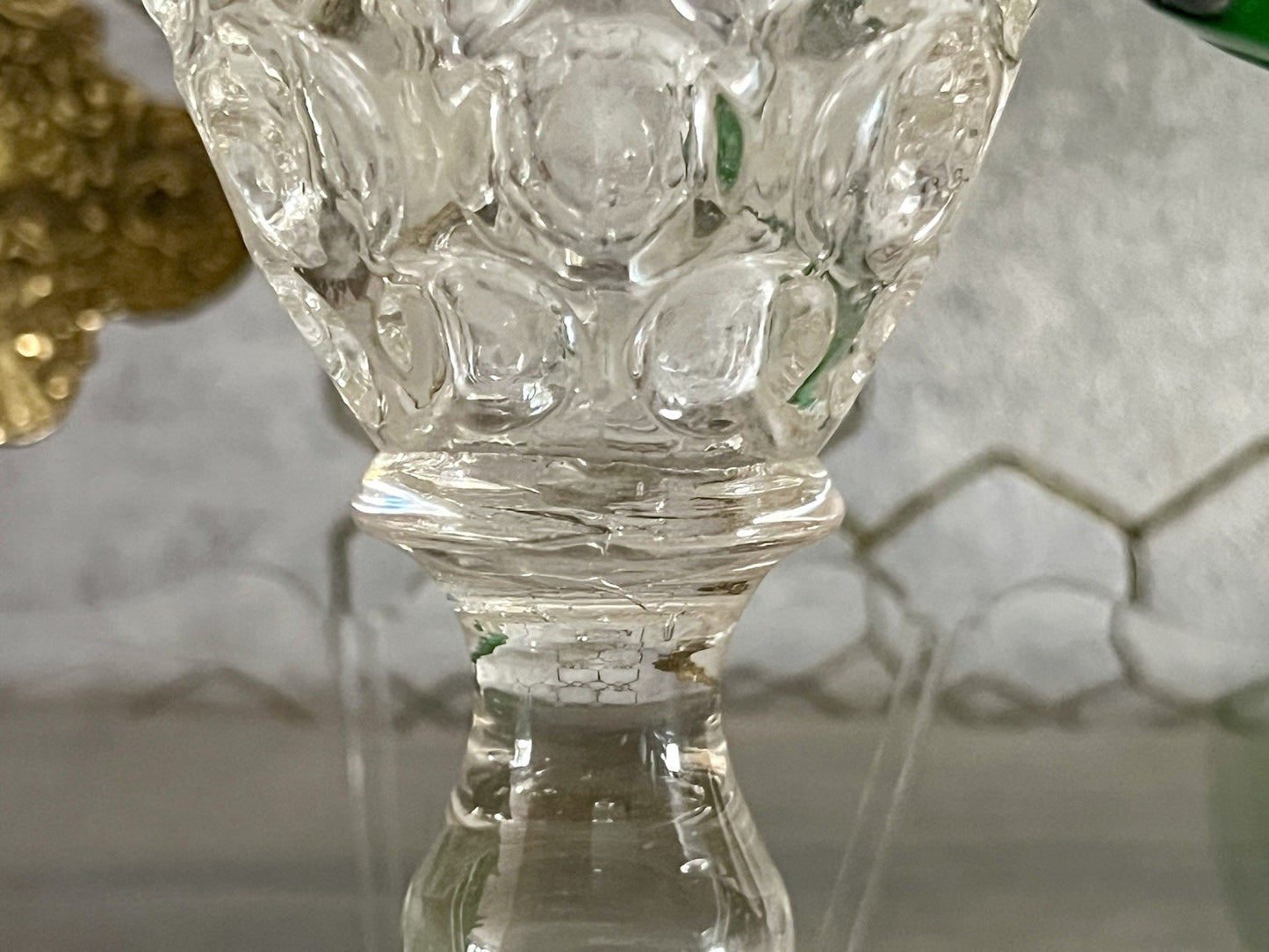 Antik  Biedermeier Tausendaugen Fußbecher Bierglas Ale Glas Abriss