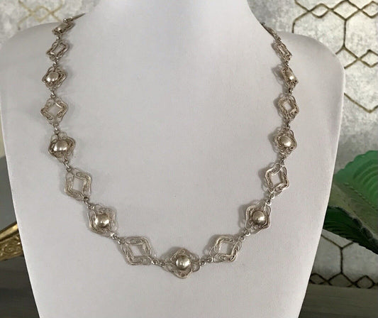 Alt Vintage Edel 835 Silber Collier Halskette