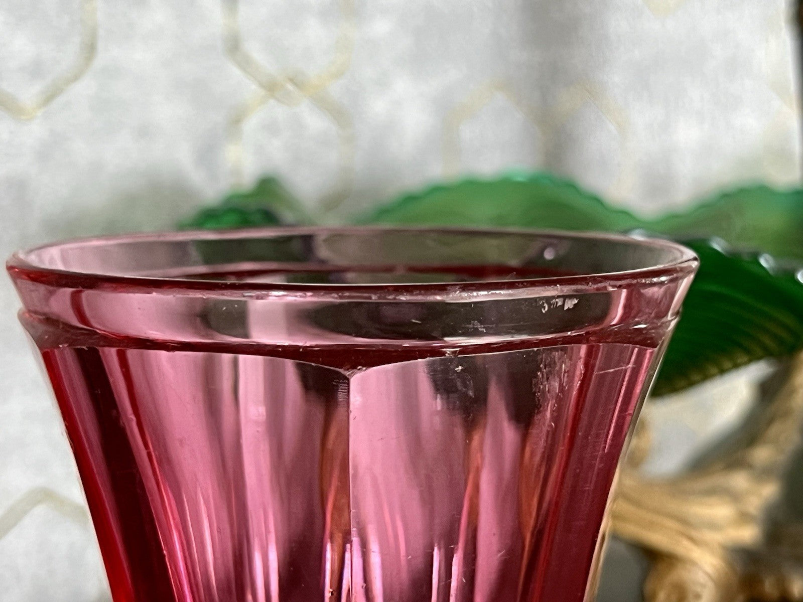 Antik Fußbecher Rubinrot Becher Weinglas Ranftbecher Glas goldrubin