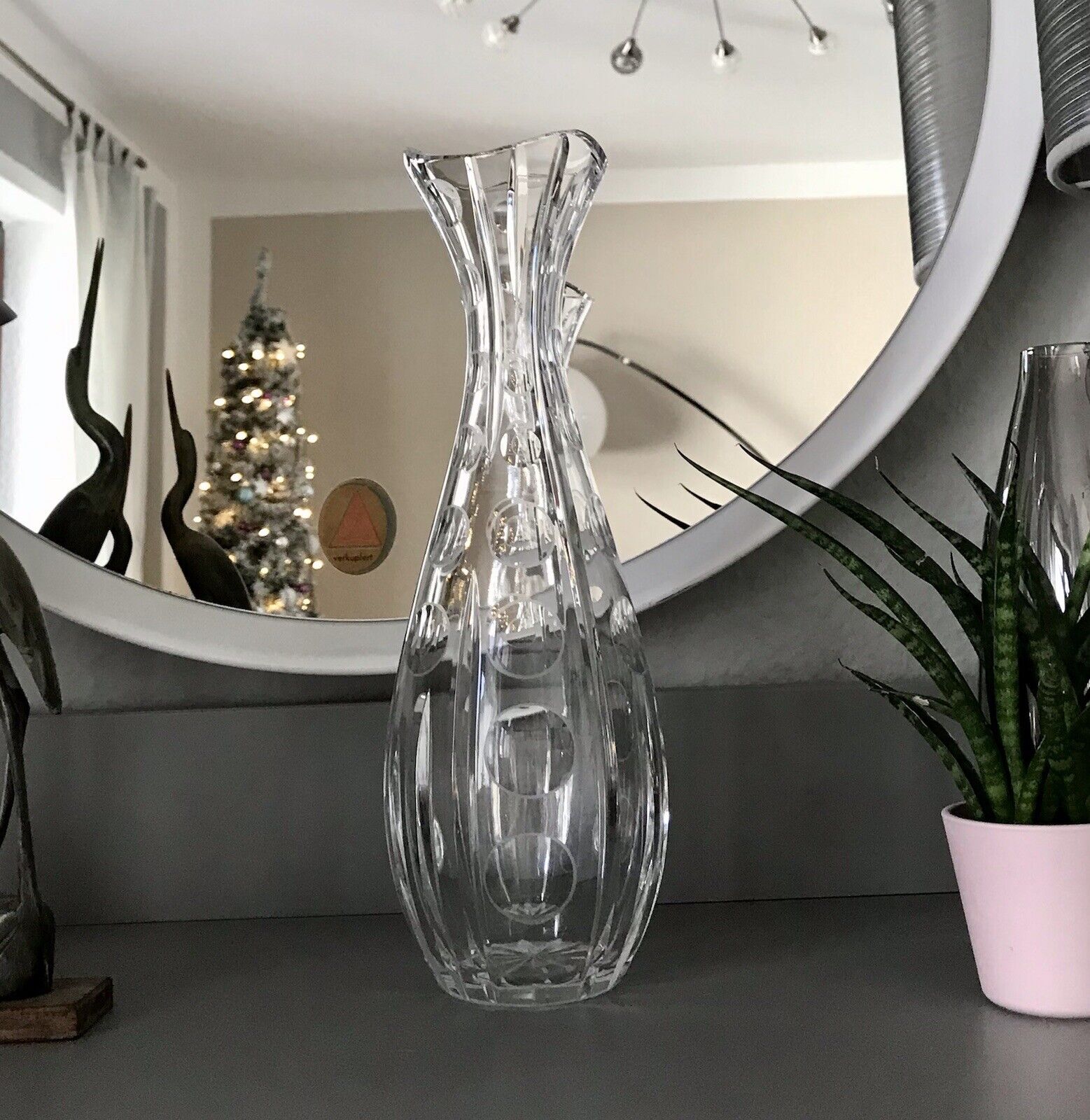 Edel! Vintage 60er 70er Vase Glasvase Kristallglas Space Age wunderschön! MCM