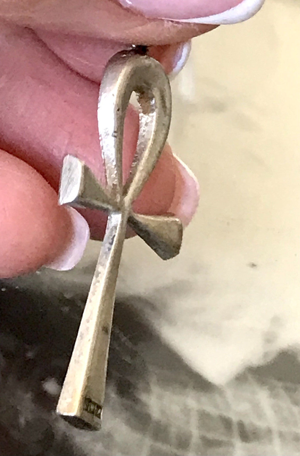 Vintage alt Ägypten Form 900 Silber Kreuz Anhänger Kettenanhänger