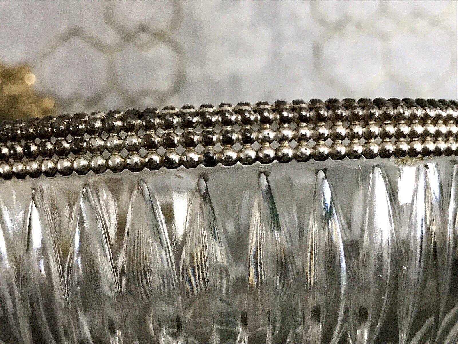 Vintage Glasschale Fußschale  Schale Glas versilberte Montur Kristallglas?
