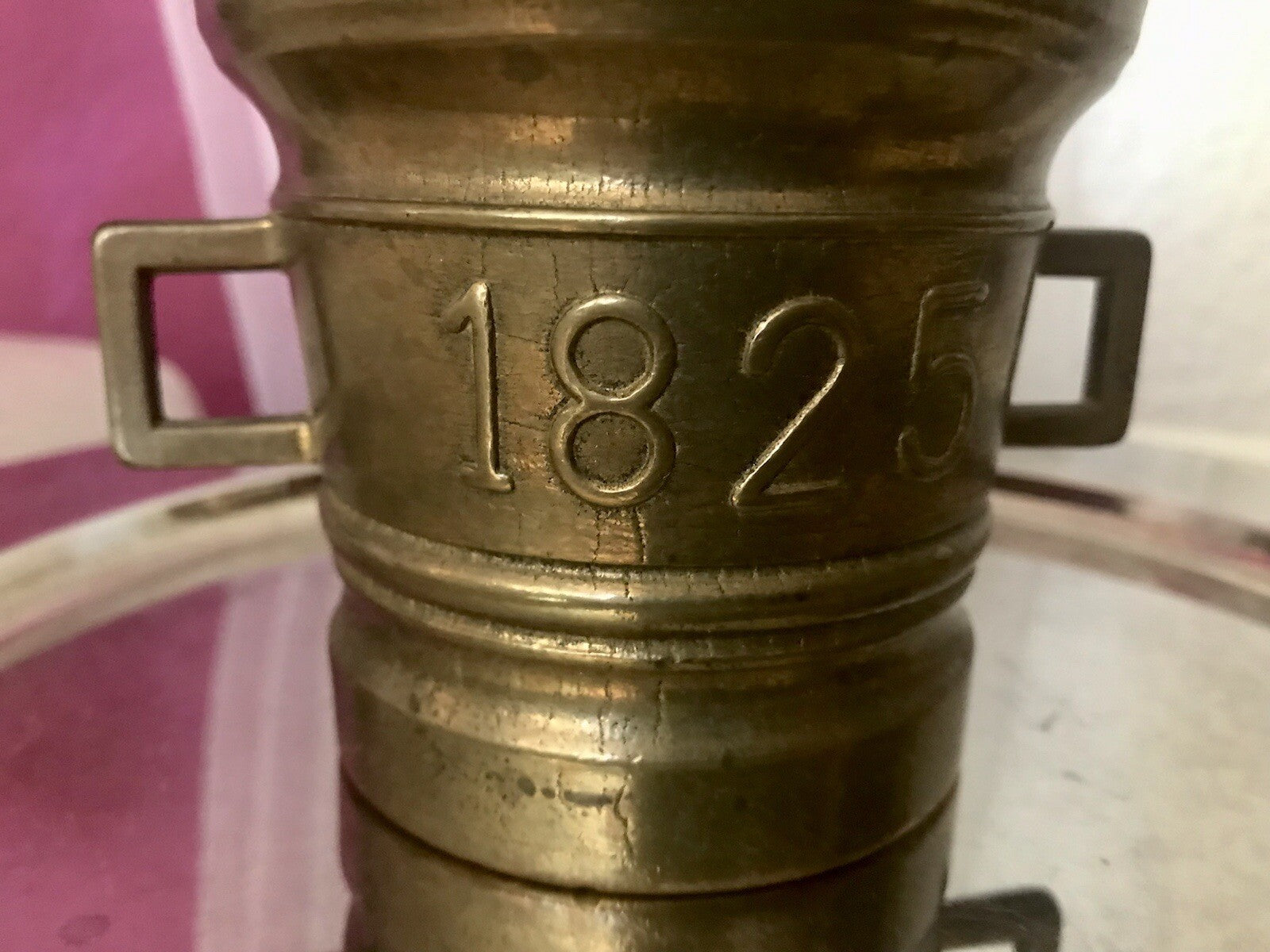 Alt Vintage Messing Mörser mit Pistill Stößel 1825 Replik