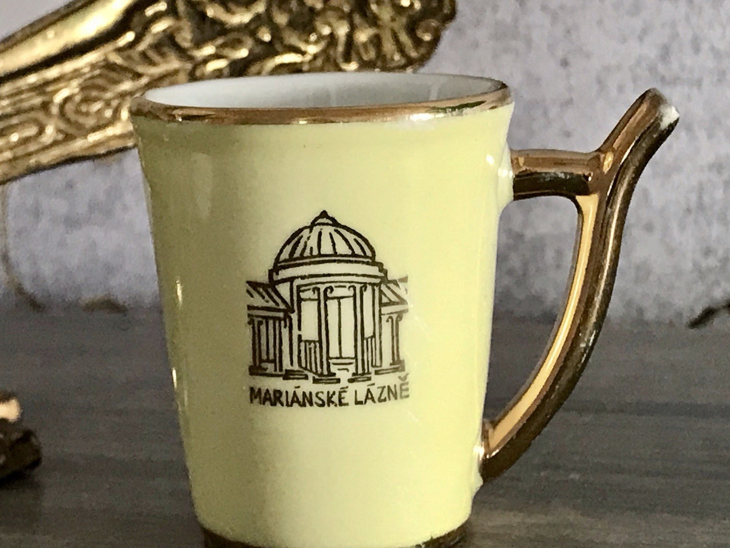 Antik Porzellan Andenken Becher Kurbecher Tasse Marianske Lazne