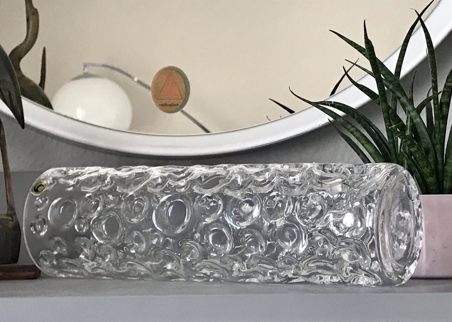 Vintage 60er 70er Design hohe Glasvase Glas Vase Bubble Op Art Hirschberg