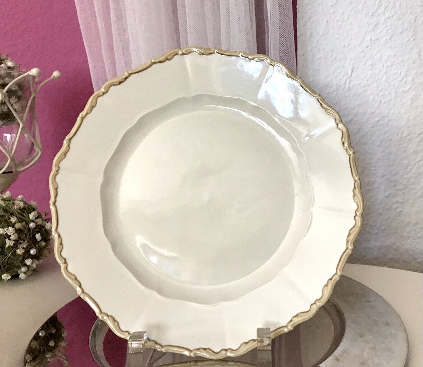 Antik 1 von 10 Art Déco Porzellan Teller Tafelteller elfenbein Carstens Sorau
