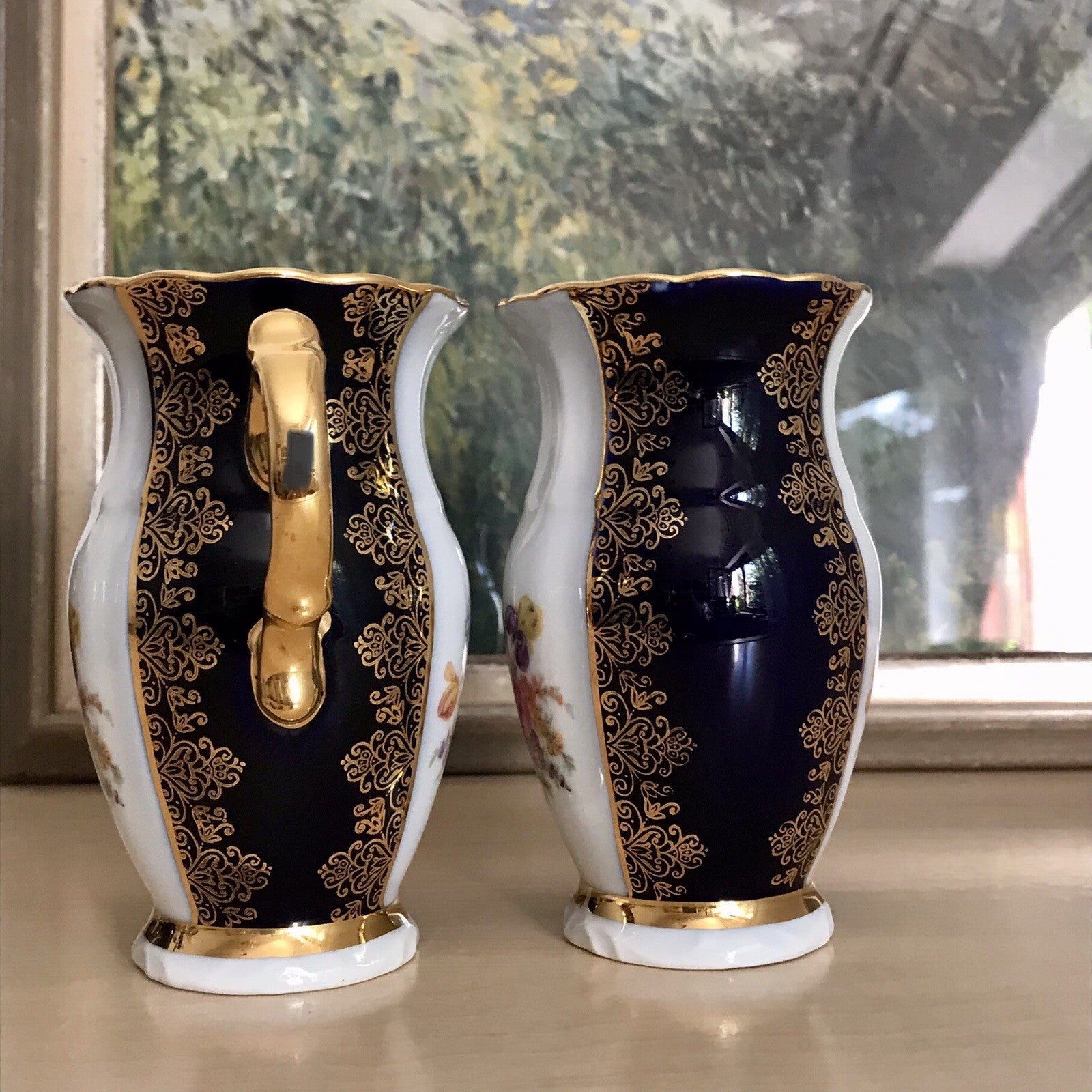 1 x Alt Porzellan Becher Tassen Kännchen? Echt Kobalt Golddekor bunt Haas&Czjzek