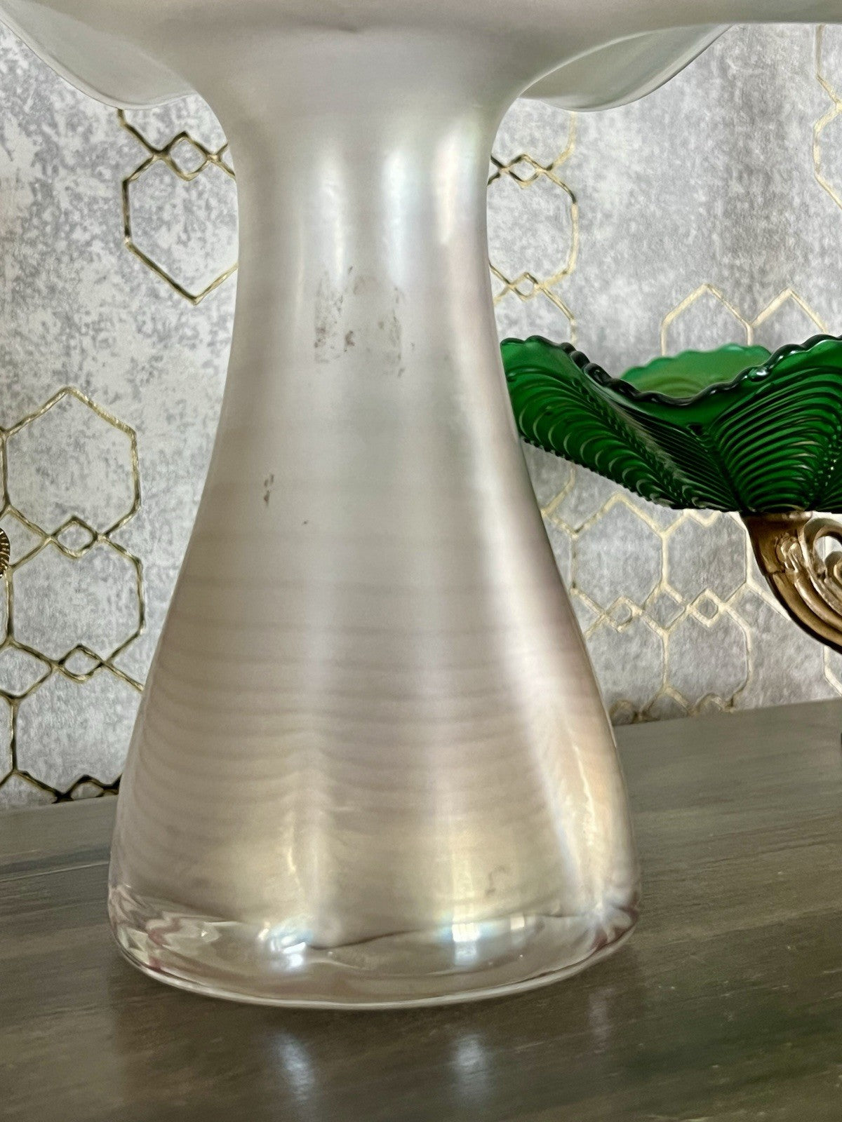 Vintage Glasvase Glaskunst Vase edel Glashütte Eisch ? irisierend schillernd