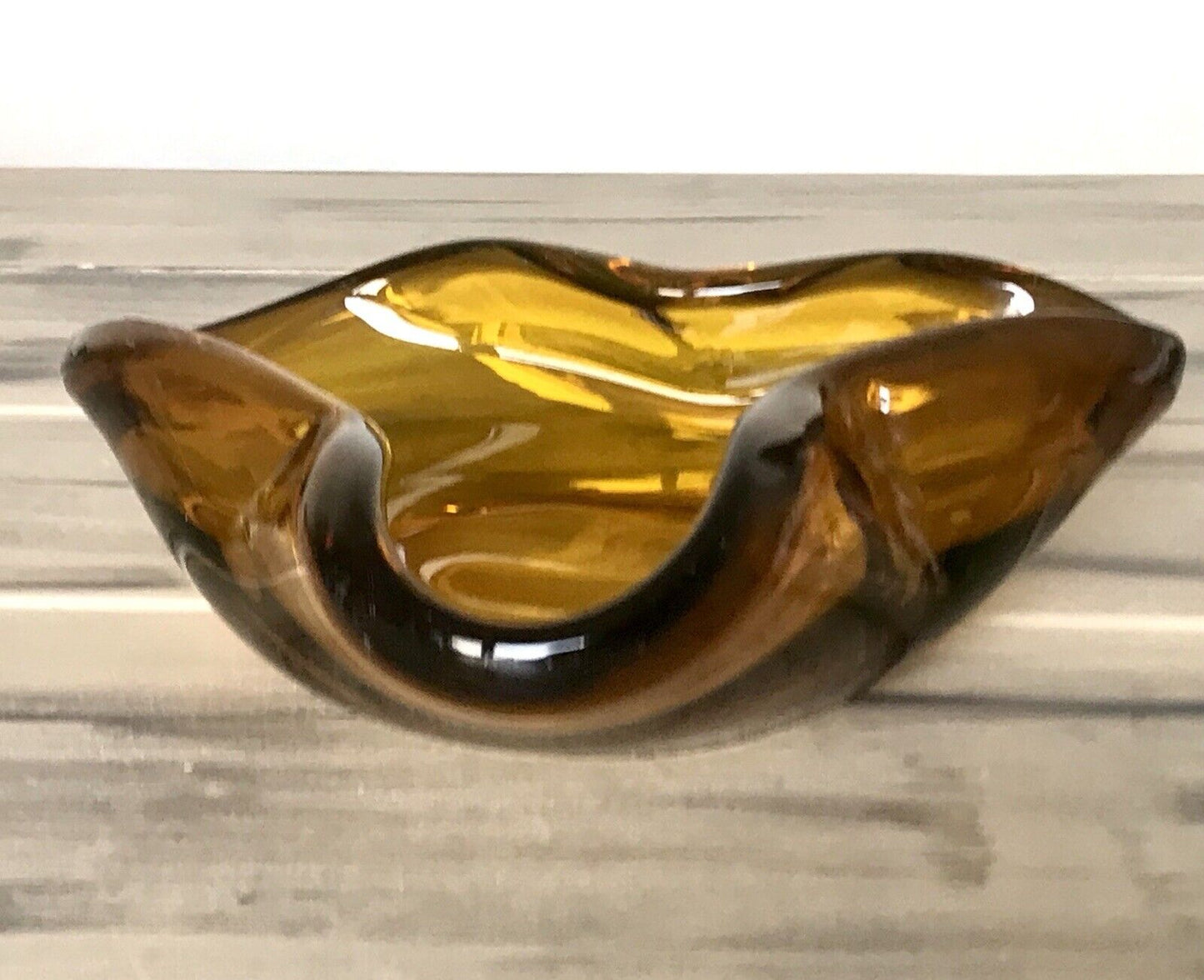 Vintage Murano Barovier ? 60er 70er Schale Glas Bernstein Gelb Amber