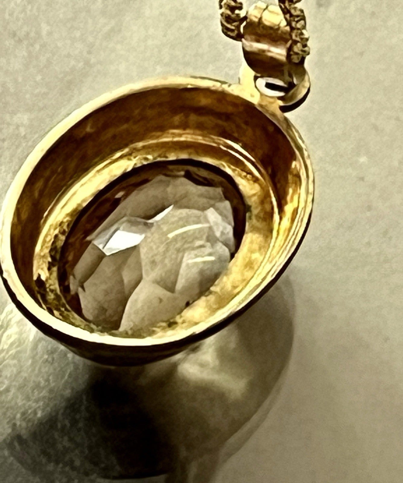 Vintage Halskette mit Änhänger Amerik. Doublè gold Rauchquarz? Sehr SCHÖN K&L