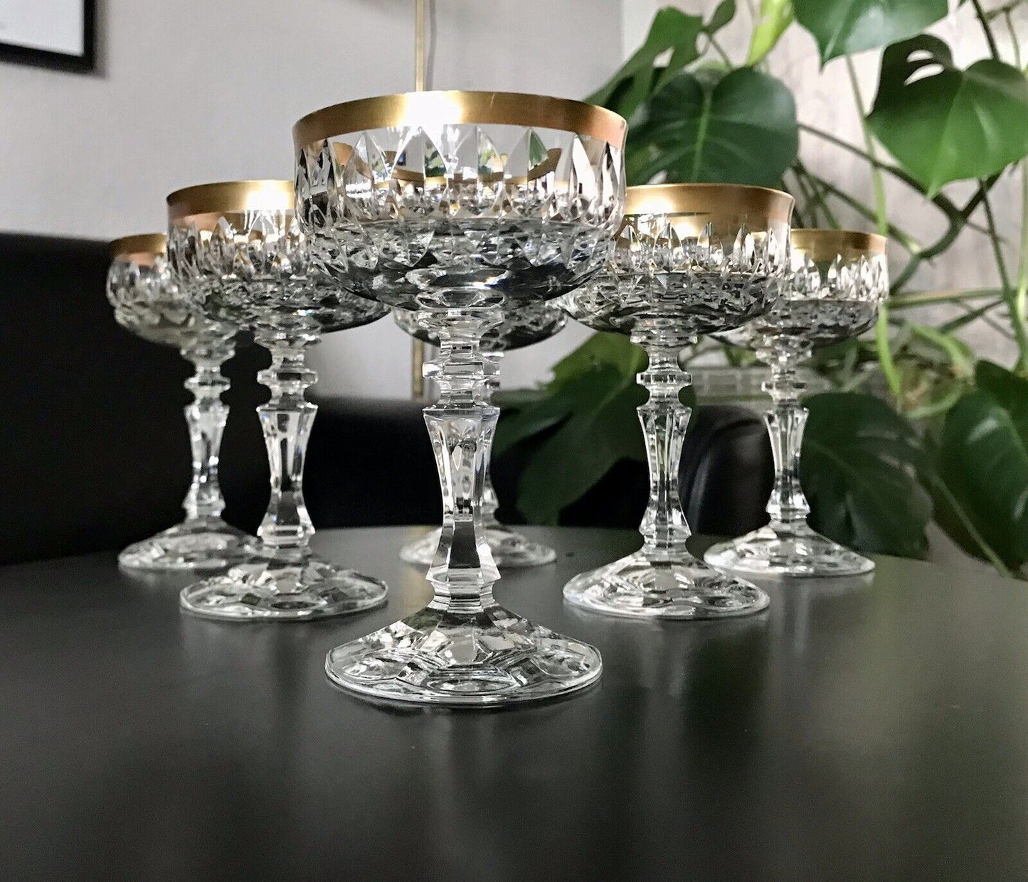 Vintage 12 EDEL Likörschalen Gläser Kristallglas Likörgläser Goldrand