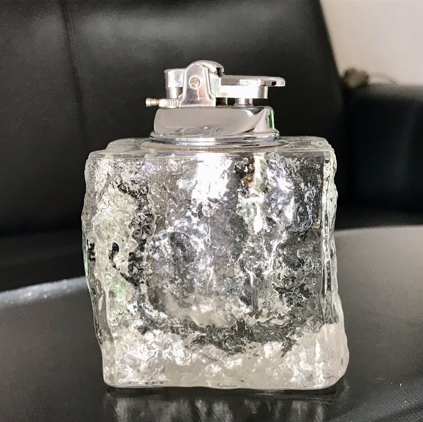 Vintage Designer Antonio Imperatore Murano Kristallglas Feuerzeug Eiswürfel