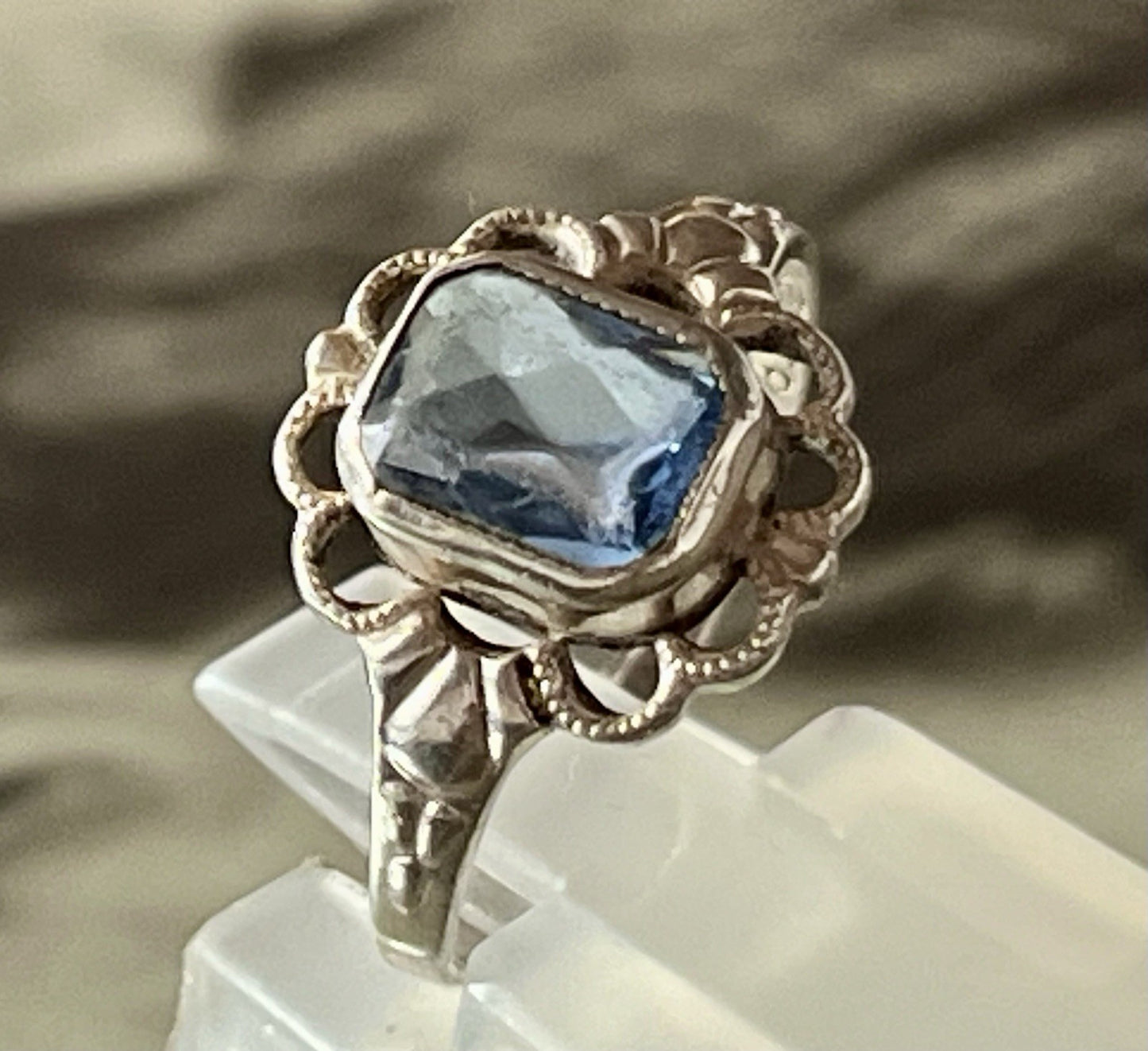 Antik Jugendstil blauer Stein DAMEN RING 835 Silber SUPER Gr.51