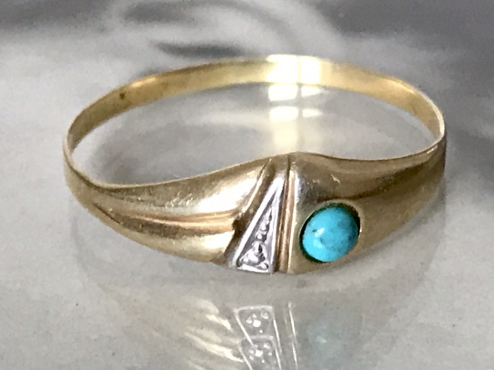 Vintage 1980er Ring blauer Stein Türkis? 925 Silber vergoldet Gr.67