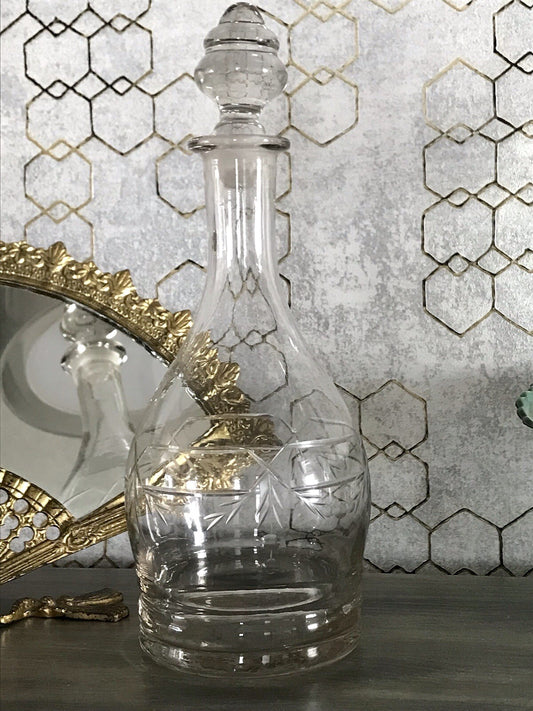 Antik Vintage Glaskaraffe Karaffe Zier- Schliff
