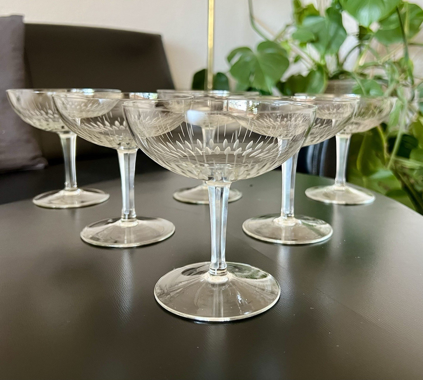 Vintage 60er  4 Champagnerschalen Sektschalen Kristallglas