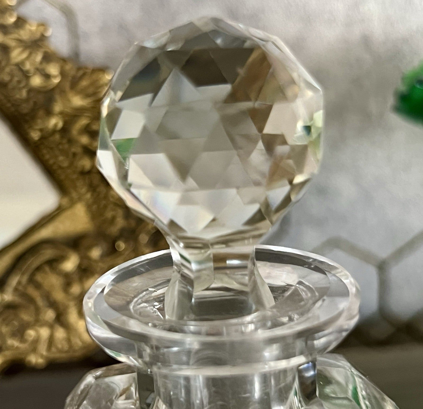 Antik Baccarat 1x Flakon Parfüm kleine Glaskaraffe Schnitt Bleikristall