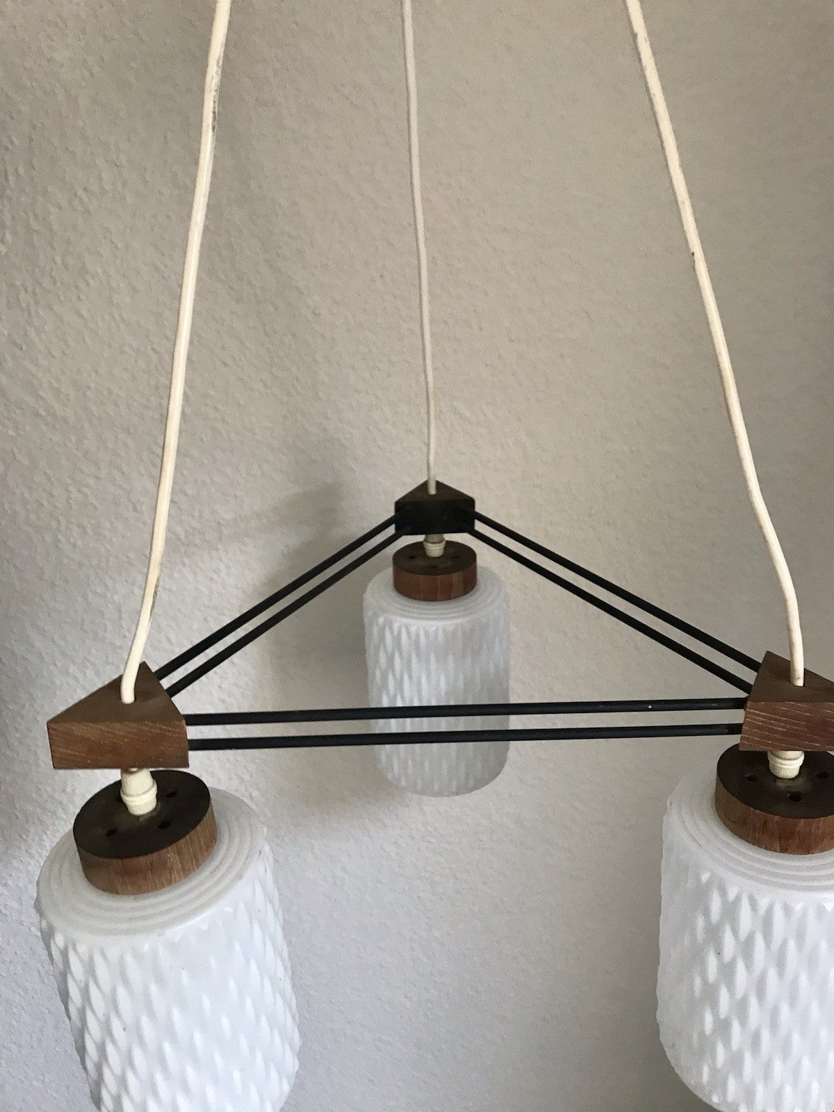 Vintage Alt 60er Leuchte Deckenleuchte Lampe Leuchte String Ära MCM Teak Tripple