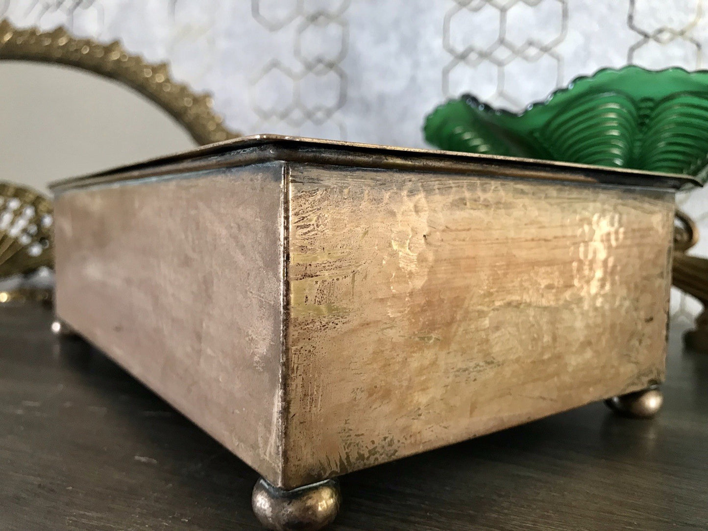 Antik WMF Jugendstil Messing Schatulle Zigarrendose Dose wunderschön Kegelklub