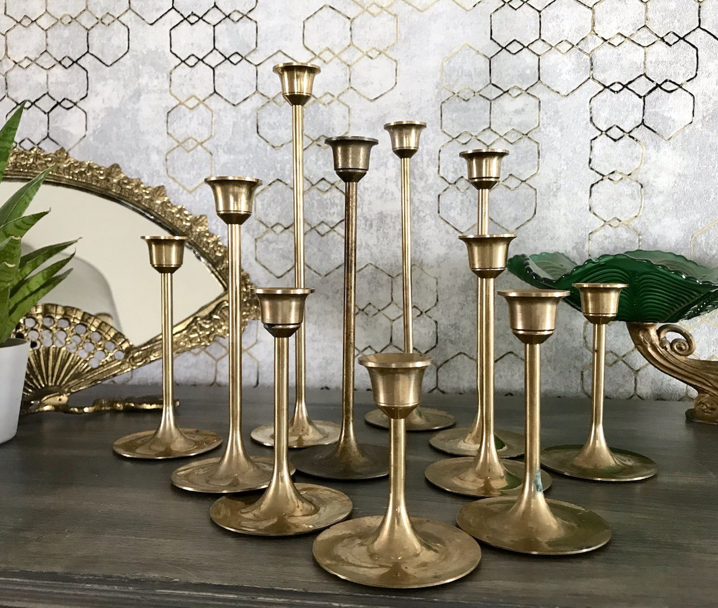 Vintage Alt 11 Kerzenständer Kerzenhalter Messing Leuchter Tulpen 6 Größen
