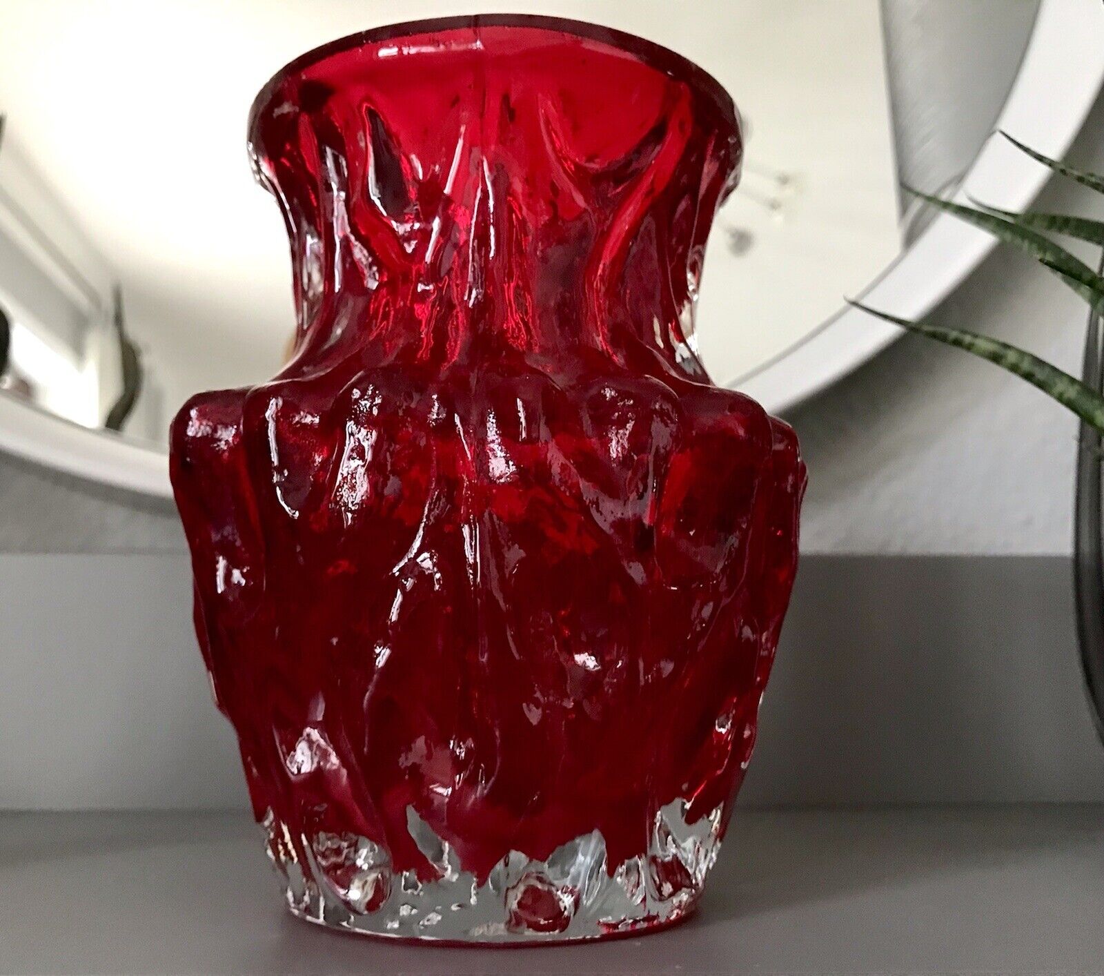 70er Jahre rot Glas Vase Blumenvase Glasvase Glas By Kurt Wokan Ingrid Hütte