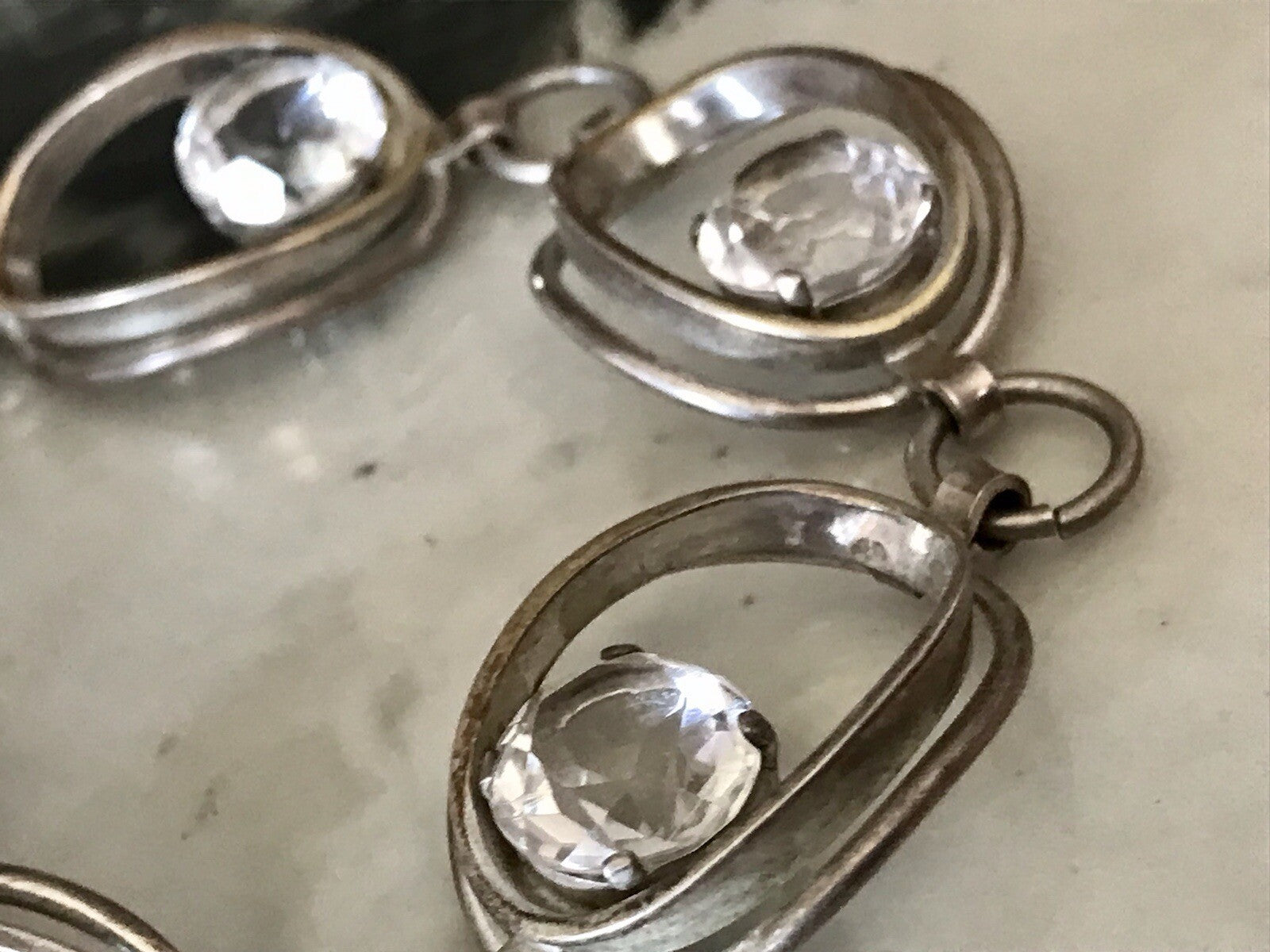 Alt Vintage 60er Armband 835 Silber  farblose Steine wunderschön!