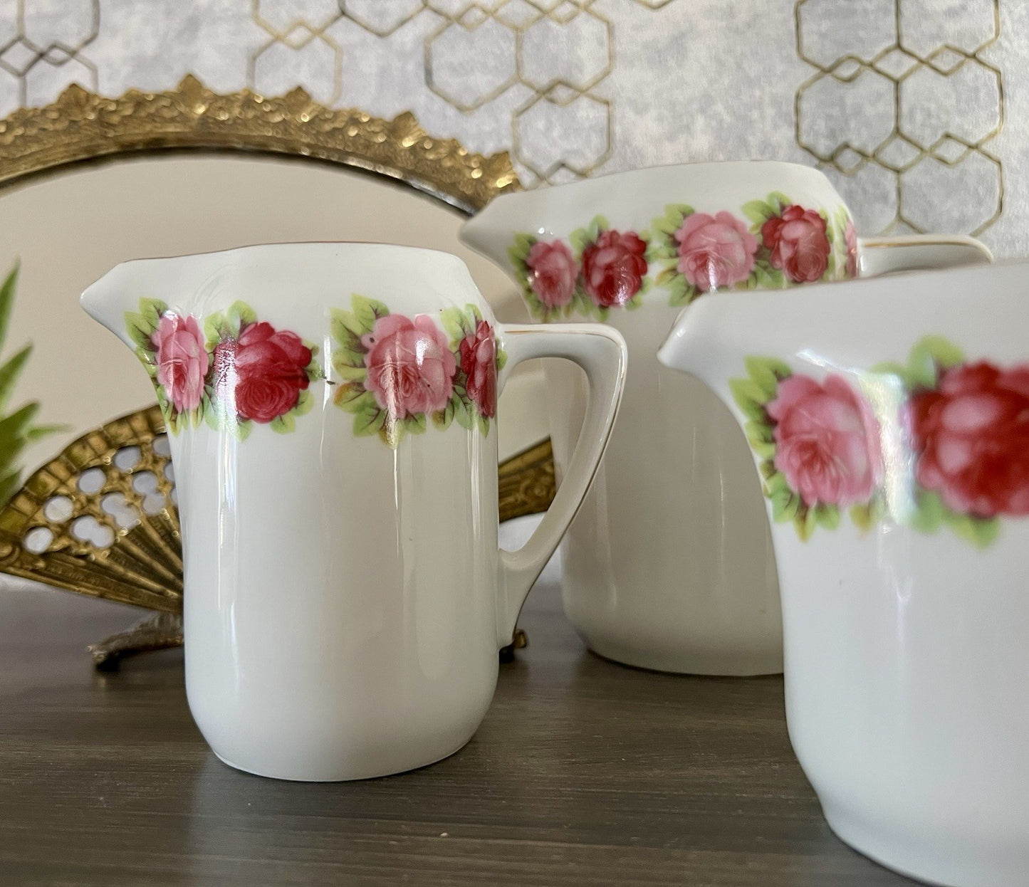 Antik 4x Jugendstil Art Dèco Porzellan Kanne Krug Rosen Hermann Unger Zwickau