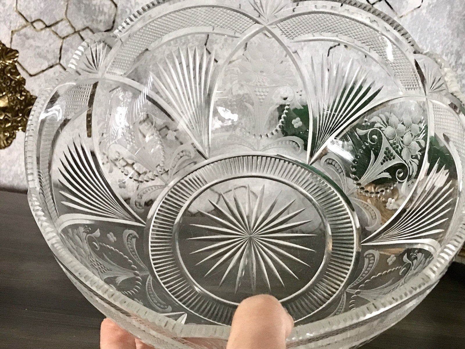 Antik Jugendstil SEHR EDEL Glasschale Schale Kristallglas Glas Schliff geätzt?
