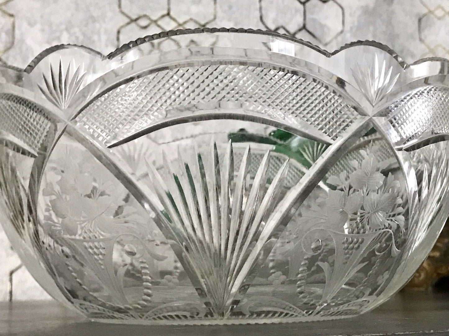Antik Jugendstil SEHR EDEL Glasschale Schale Kristallglas Glas Schliff geätzt?