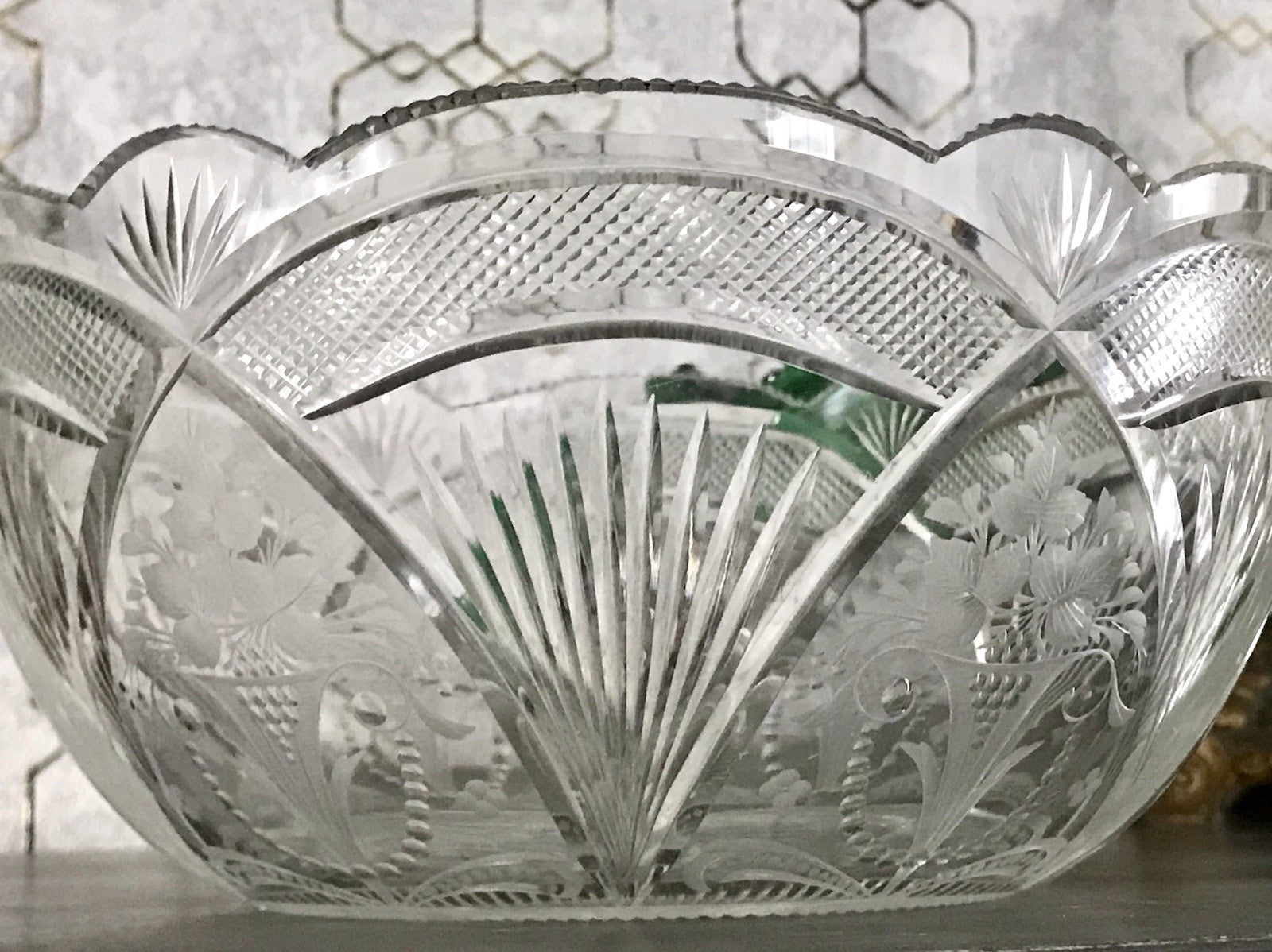 Antik Jugendstil SEHR EDEL Glasschale Schale Kristallglas Glas Schliff geätzt?