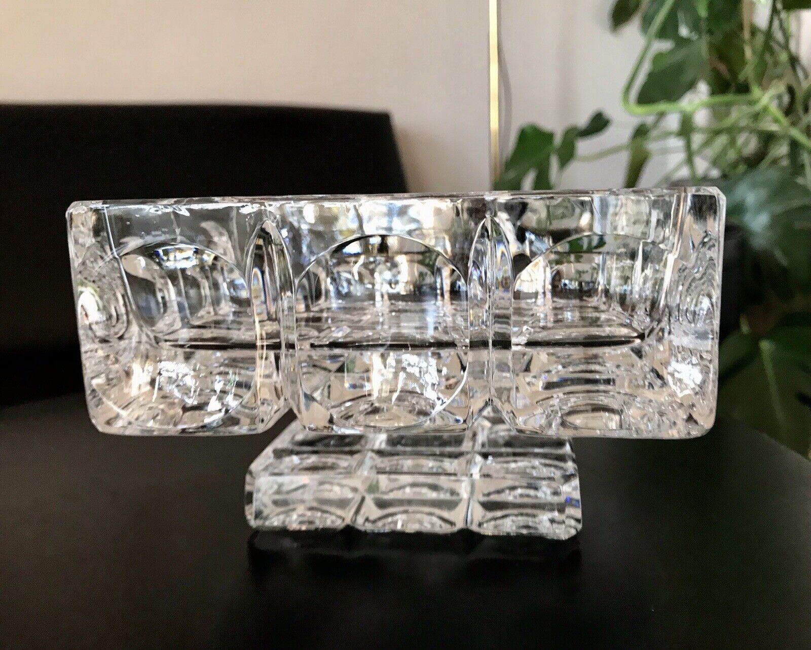 Alt Vintage 60er Bleikristall Schale Glasschale Kristallglas m. Fuß Glas Schwer