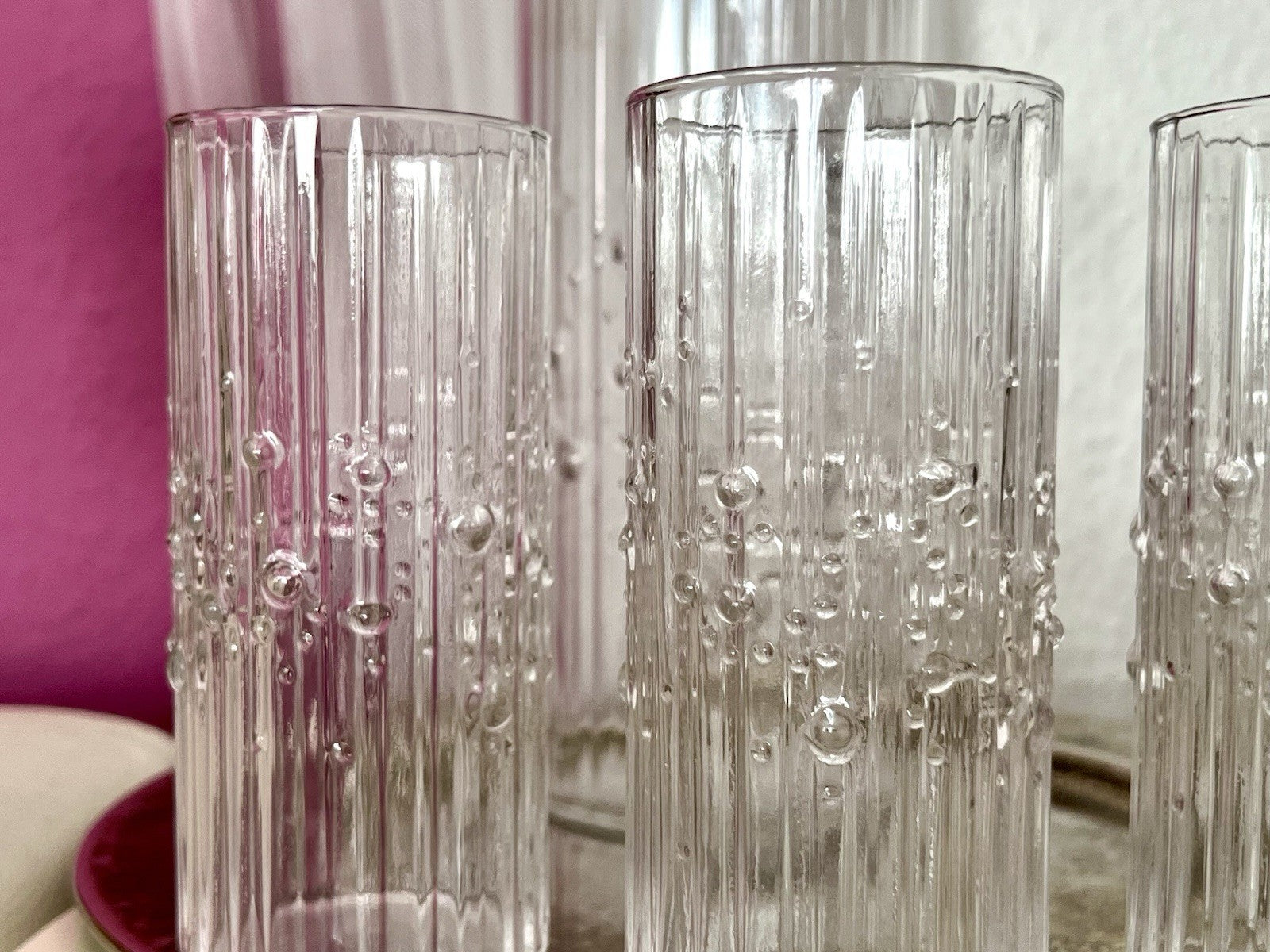 Vintage Tapio Wirkala Designer 60er Krug Kanne Karaffe 5 Gläser Becher Struktur