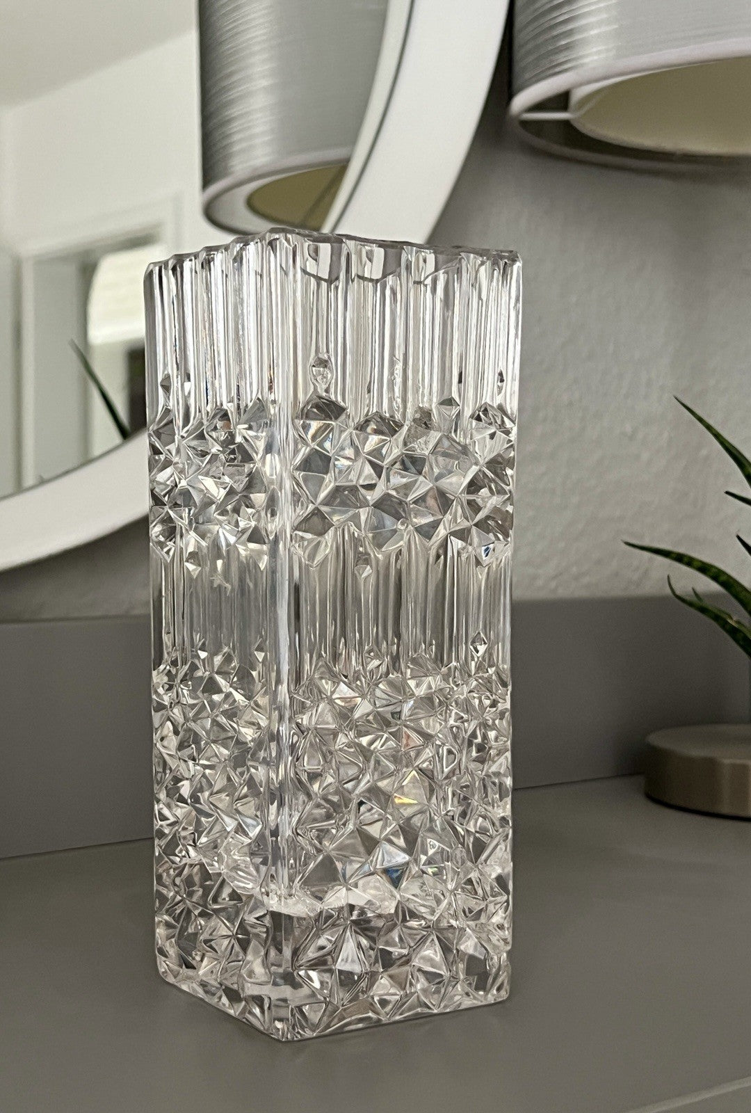 Vintage MCM Vase Blockvase Glasvase Glas Bleikristall Kristallglas Nachtmann?