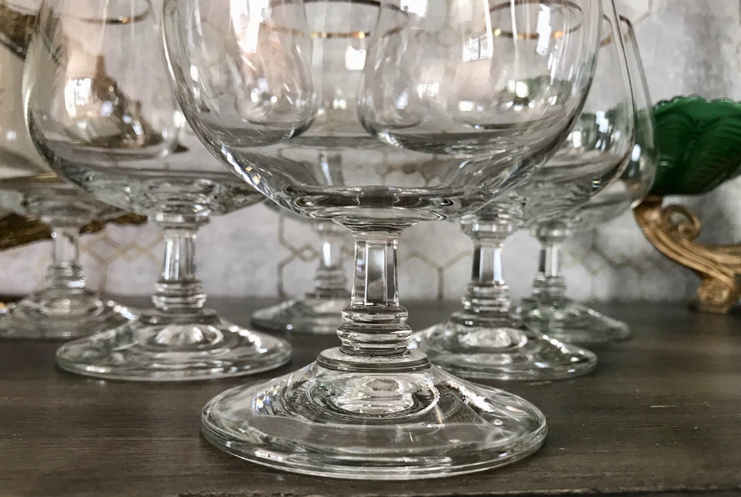 Art Déco Stil 6 Gläser Cognacschwenker Cognac Gläser Glas Goldrand Lausitzer