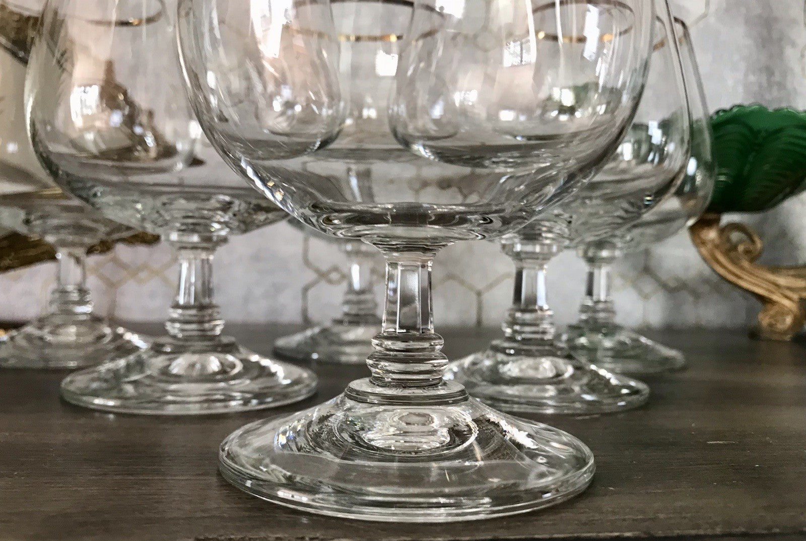 Art Déco Stil 6 Gläser Cognacschwenker Cognac Gläser Glas Goldrand Lausitzer