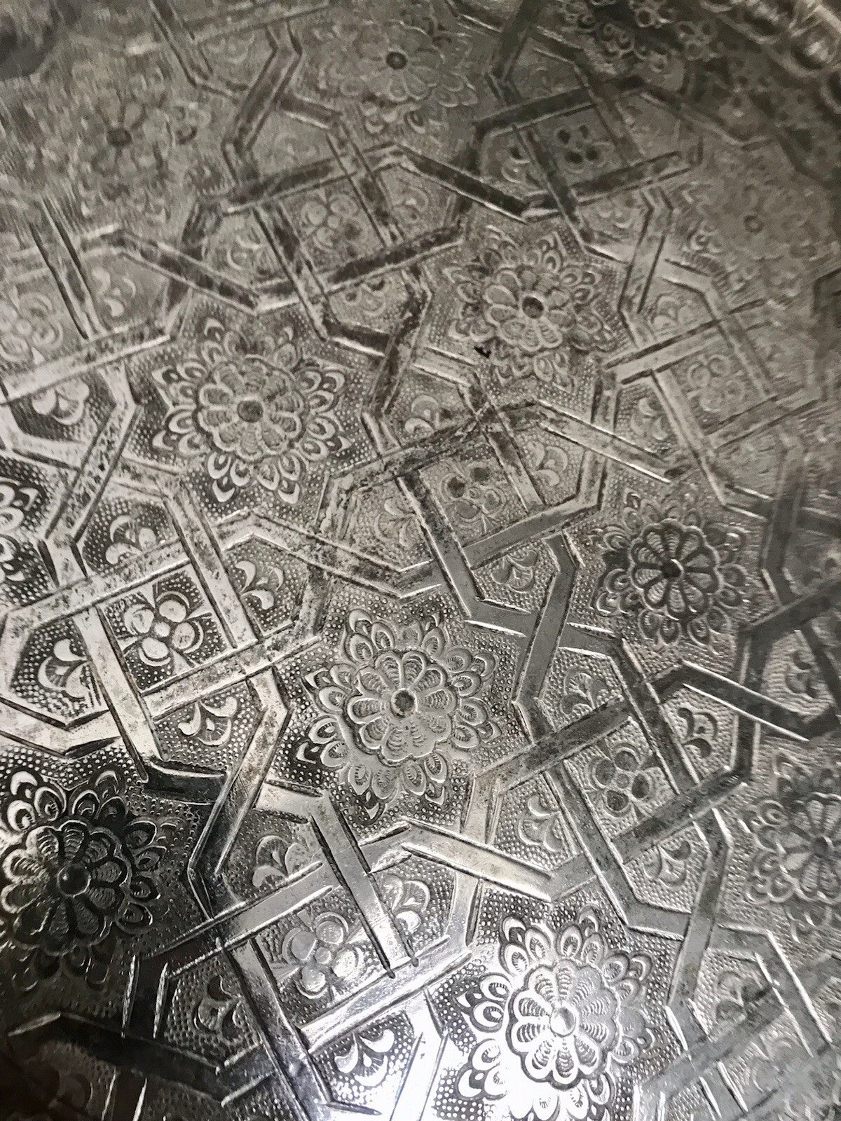 Vintage Tablett Teetablettt Serviertablett versilbert ziseliert Marokko