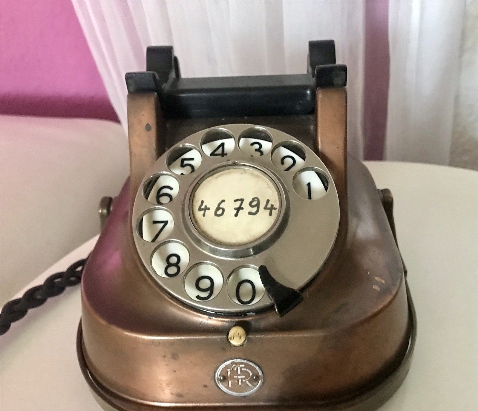 alt 50er beinahe antik FTR Bell Telefon Bakelit Kupfer sehr dekorativ schwer