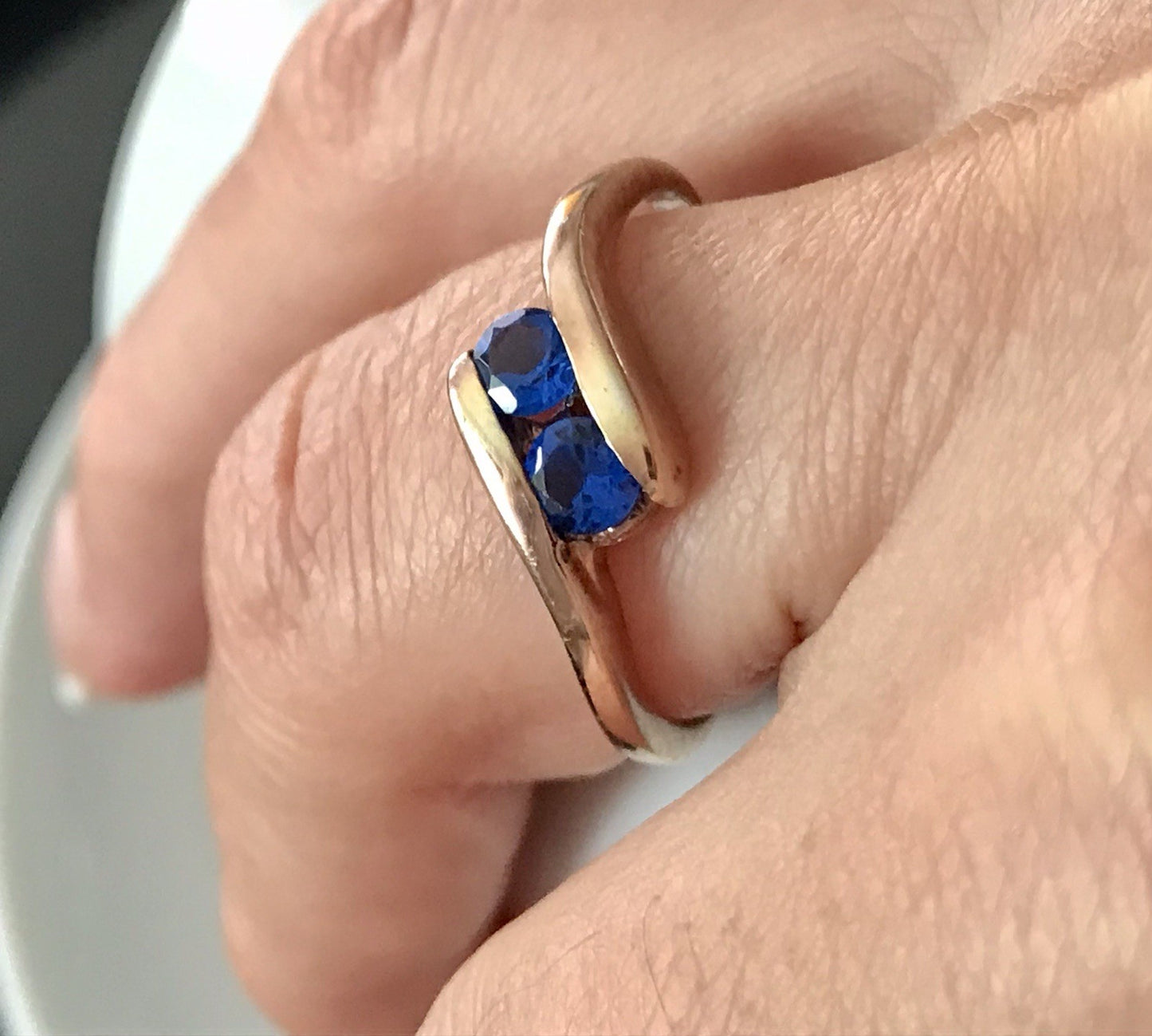 Vintage Ring blaue Steine Saphire?  Silber 925 vergoldet ~Gr.64