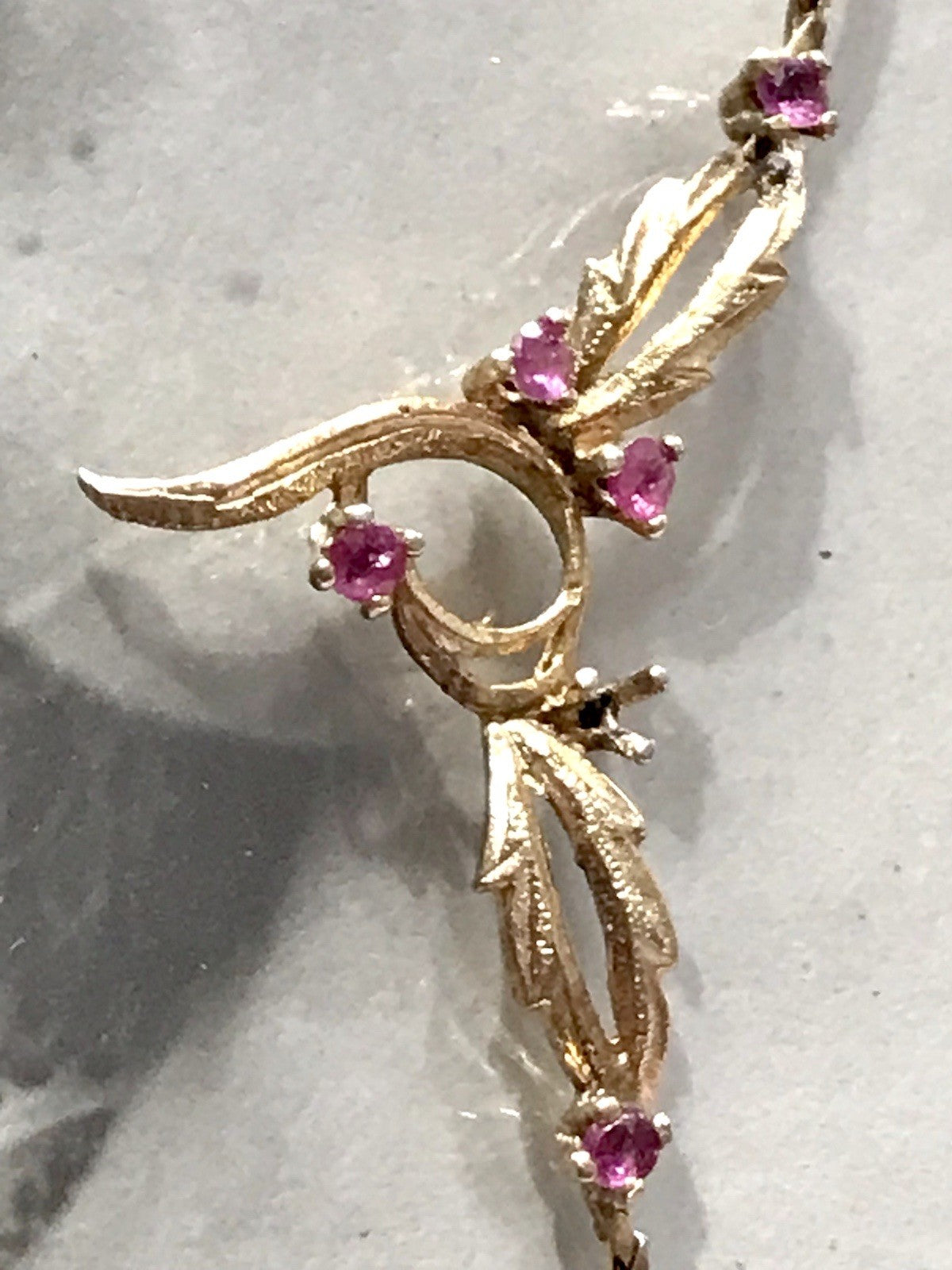 Antik Edel Jugendstil 925 Silber vergoldet Collier Halskette Rubine ?