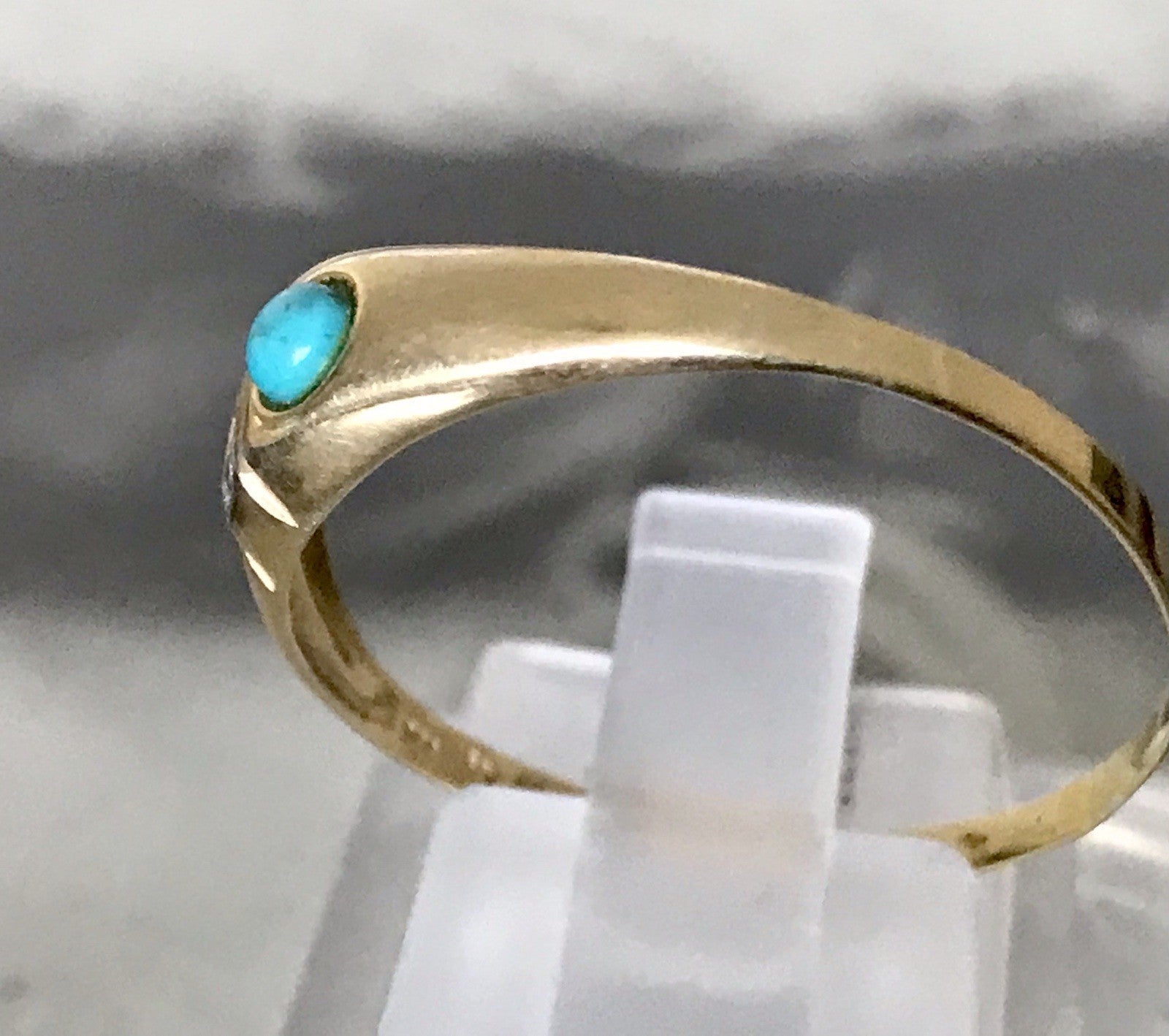 Vintage 1980er Ring blauer Stein Türkis? 925 Silber vergoldet Gr.67