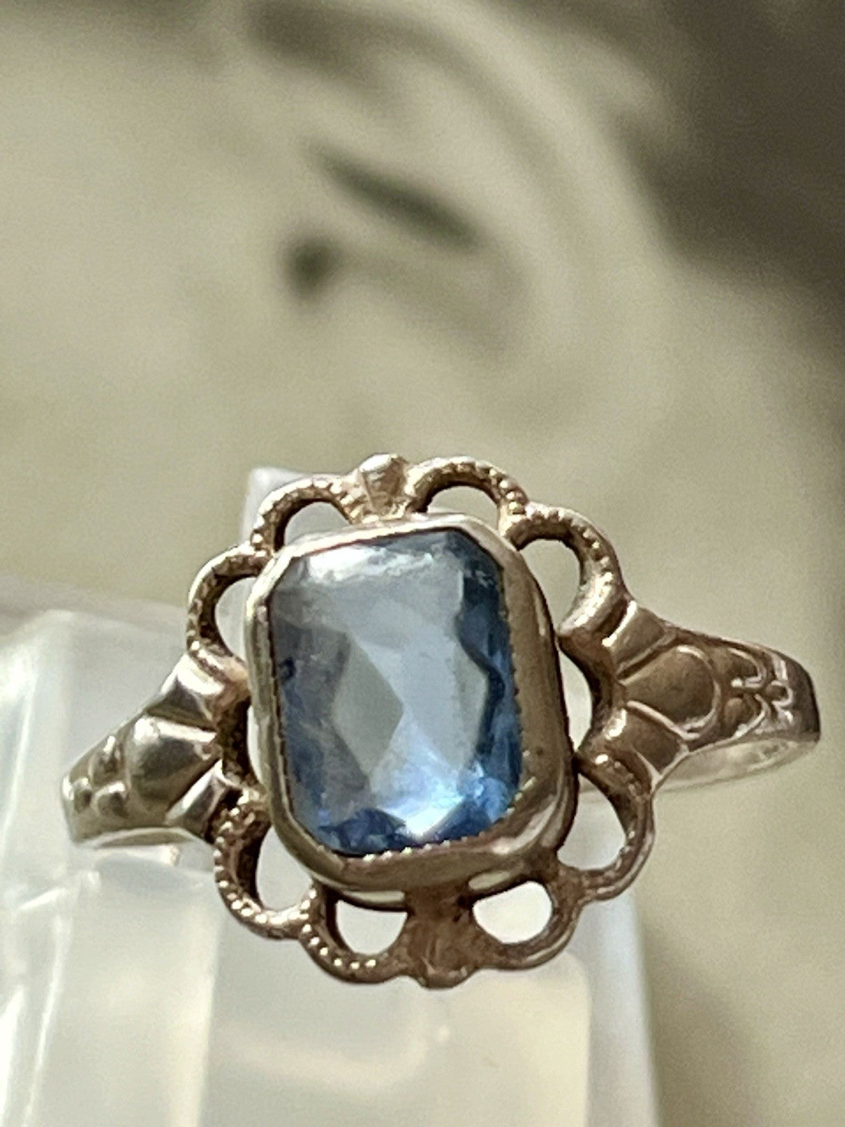 Antik Jugendstil blauer Stein DAMEN RING 835 Silber SUPER Gr.51