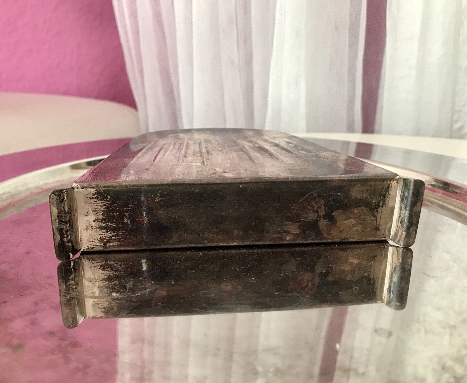 Vintage Mid Century String-Ära 60er Serviettenhalter versilbert