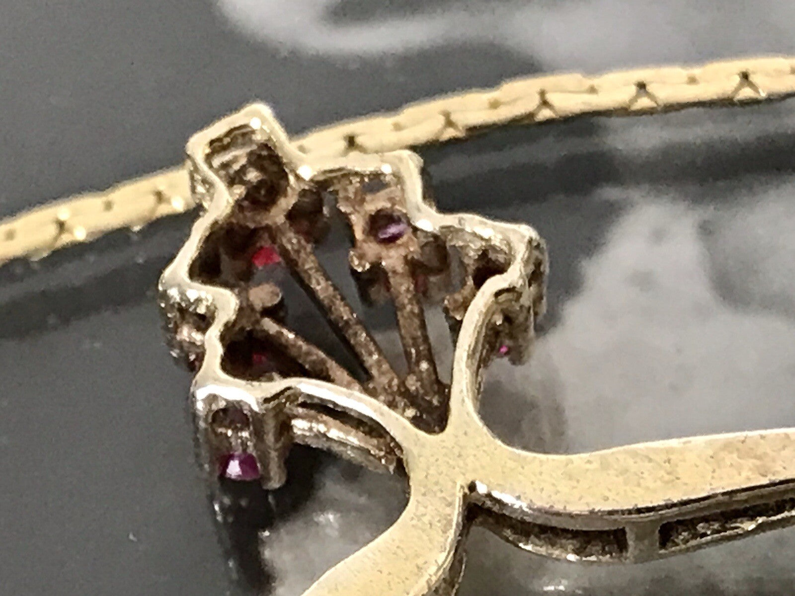 Antik Edel Jugendstil 925 Silber vergoldet Collier Halskette Rubine SCHÖN