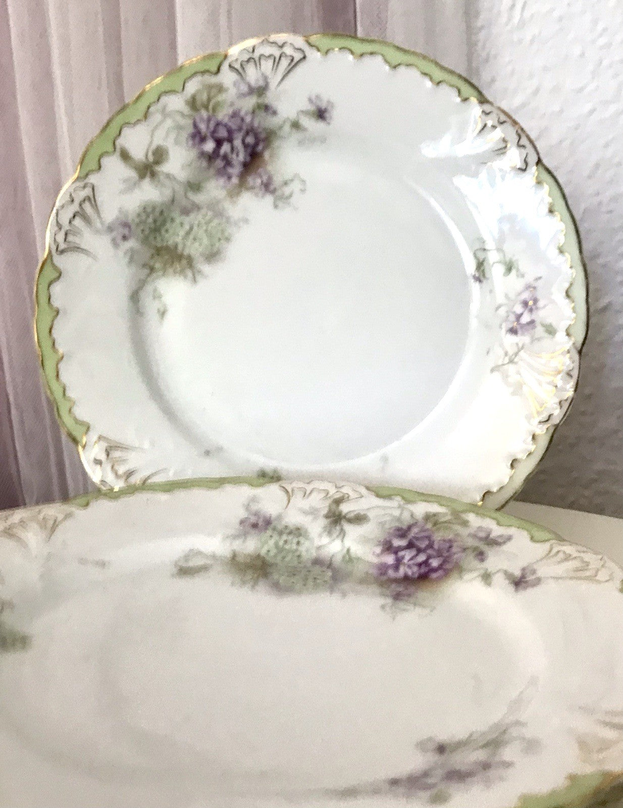 Antik 4 Dessert Kuchen Teller Jugendstil Blumen Muster Jäger&Co Kuchenteller