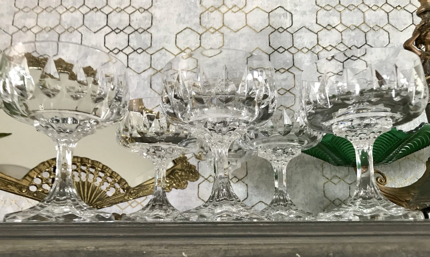 Vintage 6x Champagnerschalen Sektschalen Kristallglas Schliff Bleikristall